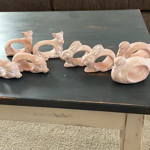 Terra-cotta clay animal napkin rings, set of eight